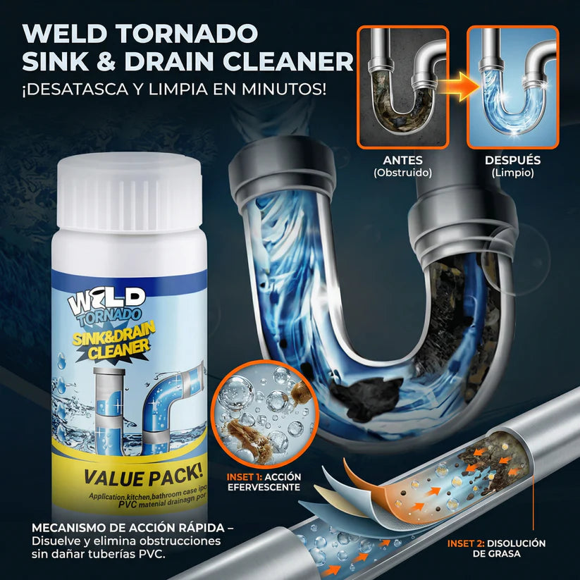 WILD TORNADO CONCENTRADO🔥DE 300 GRAMOS !!! – Limpiador Potente para Drenajes y Fregaderos 🚿+ ENVIO GRATIS🔥😱