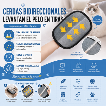 Manopla Quitapelos Reutilizable para Mascotas