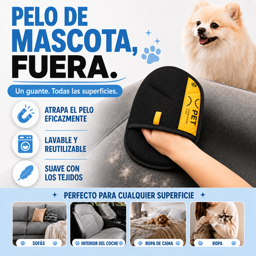 Manopla Quitapelos Reutilizable para Mascotas